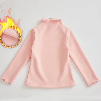 

2019 autumn winter clothes for 3 - 16 yrs girls tops children thick warm long sleeve tops candy color t-shirts kids solid tops
