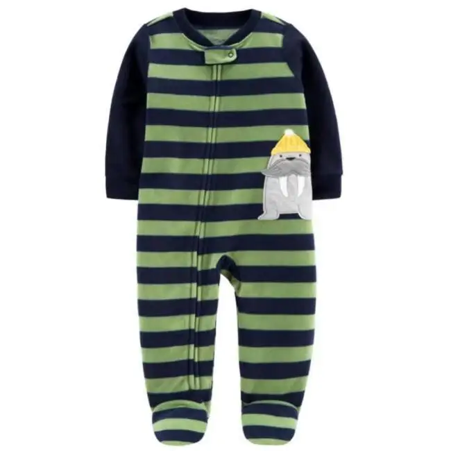 Осенне-зимняя флисовая одежда для альпинизма для новорожденных мальчиков детские пижамы на возраст от 3 до 12 месяцев одежда с героями мультфильмов и длинными рукавами для маленьких девочек - Цвет: qazs