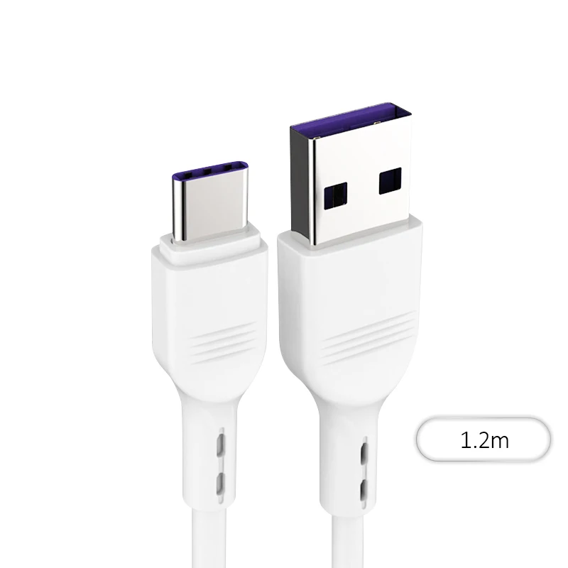 1,8 м USB кабель 5A Быстрая зарядка type C кабель для huawei P30 Pro Xiaomi 8 samsung S8 S9 C Тип зарядного устройства для смартфонов зарядный провод - Цвет: white