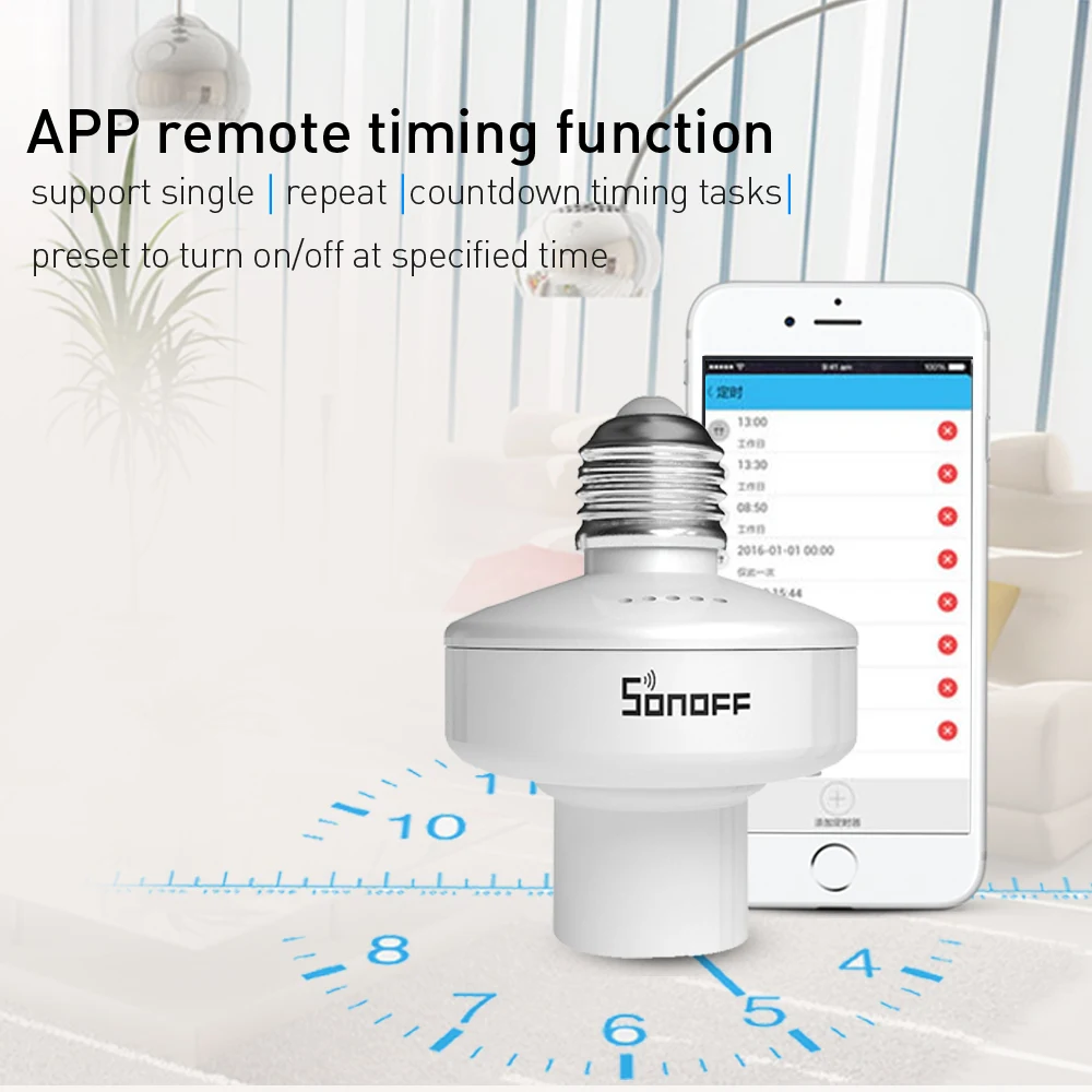 ITEAD Sonoff Slampher RF 433Mhz Wifi E27 Универсальный светильник, лампочка, держатель для умного дома, беспроводное управление, 2А 400 Вт