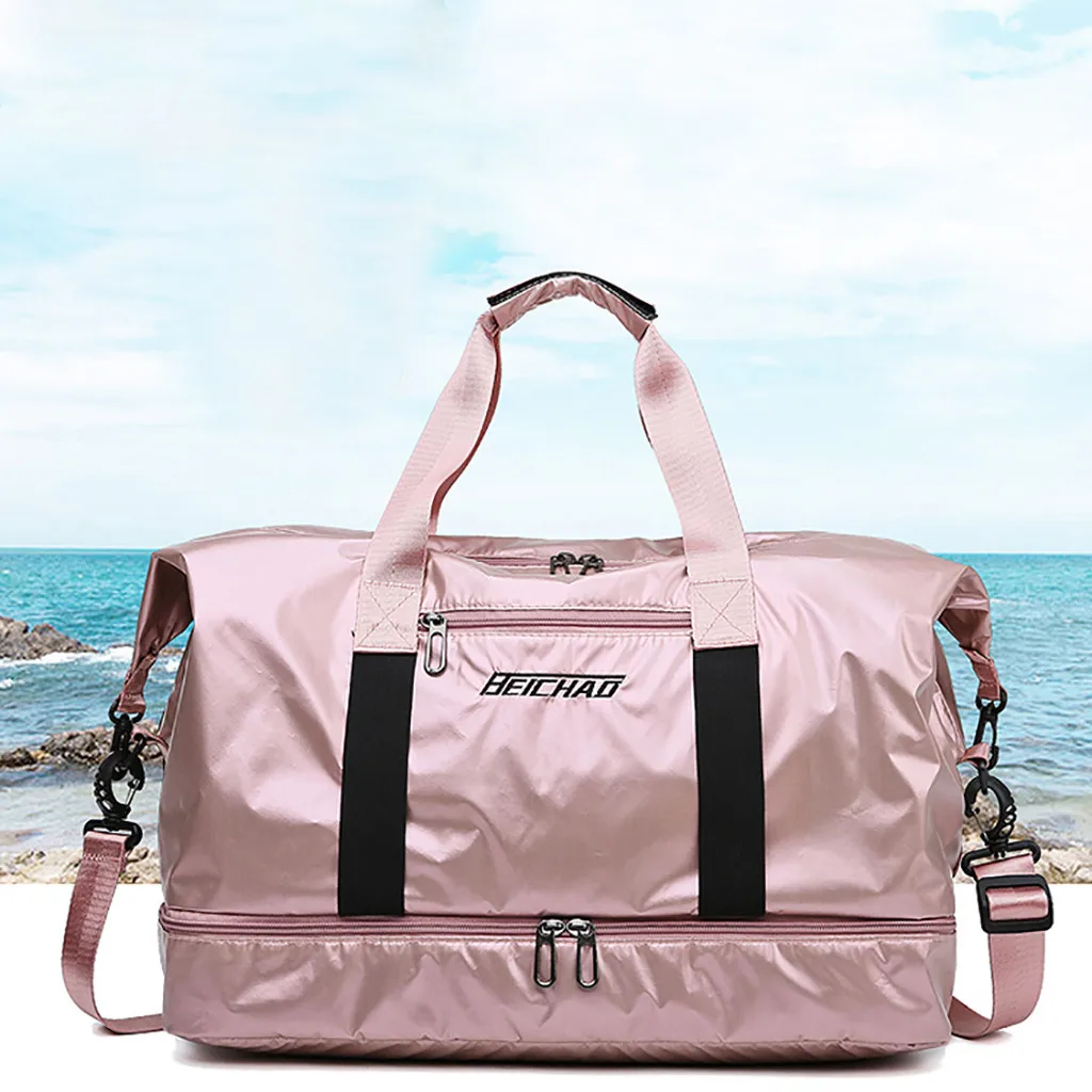 Розовая сухая большая сумка, обувь с ремнем для влажного разделения, сумка для положения, Большая вместительная спортивная сумка для путешествий, женская сумка, настоящая# ZD