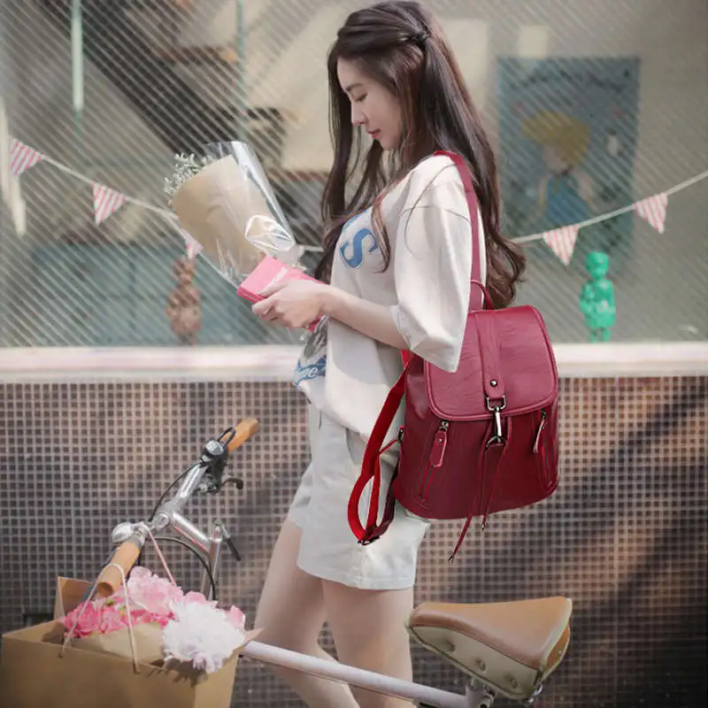 Женские кожаные рюкзаки, рюкзак для путешествий, Sac A Dos Femme, винтажный рюкзак для девочек, Mochilas, Большой Вместительный школьный рюкзак