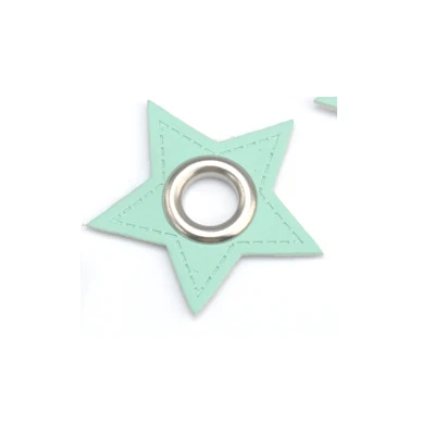 Mint nickle eyelet 30 шт./лот Звезда розовый/Мятный искусственная кожа пришить значки патч этикетки+ Внутренняя 8 мм Металлические латунные люверсы - Цвет: Mint nickle eyelet
