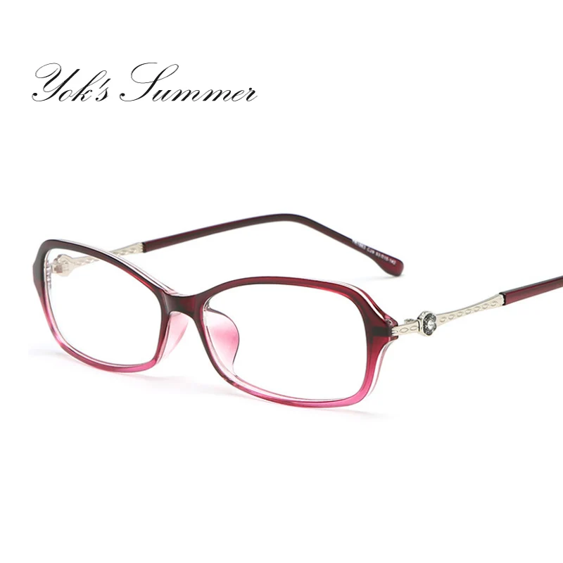 C2 Purple Frame YOK'S 8,9 г TR90 ультралегкие очки прозрачный розовый цветок оптические очки для женщин бренд узкий близорукость градусов по рецепту WN1370 - Цвет оправы: C2 Purple Frame
