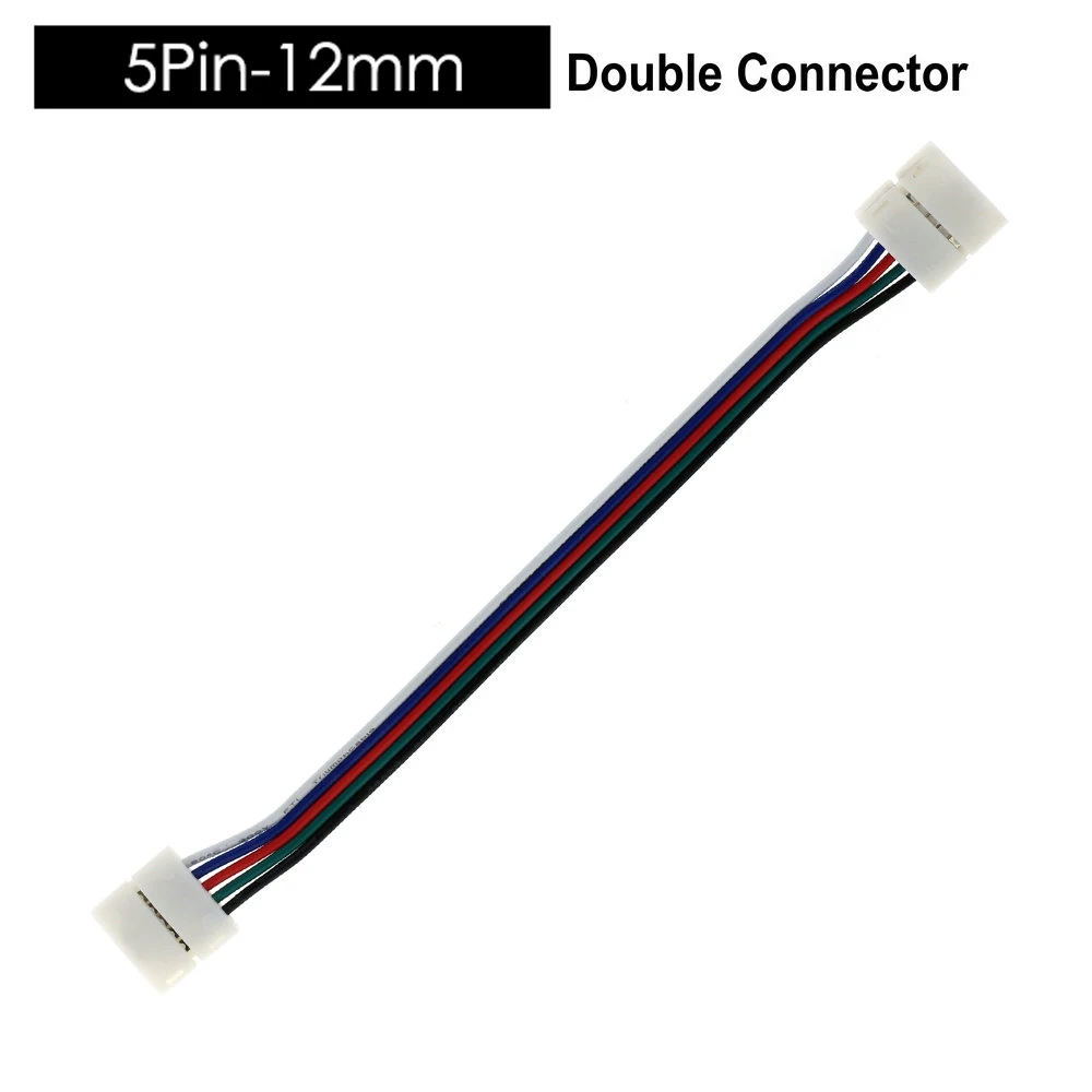 5 шт. 5 дюймов 5-контактный 10 мм 12 мм ширина безsolderless сварочный коннектор RGBW двойные зажимы 1Way или 2Way 15 см провод для 5050 RGBWW полосы - Цвет: 12mm 2 side clip