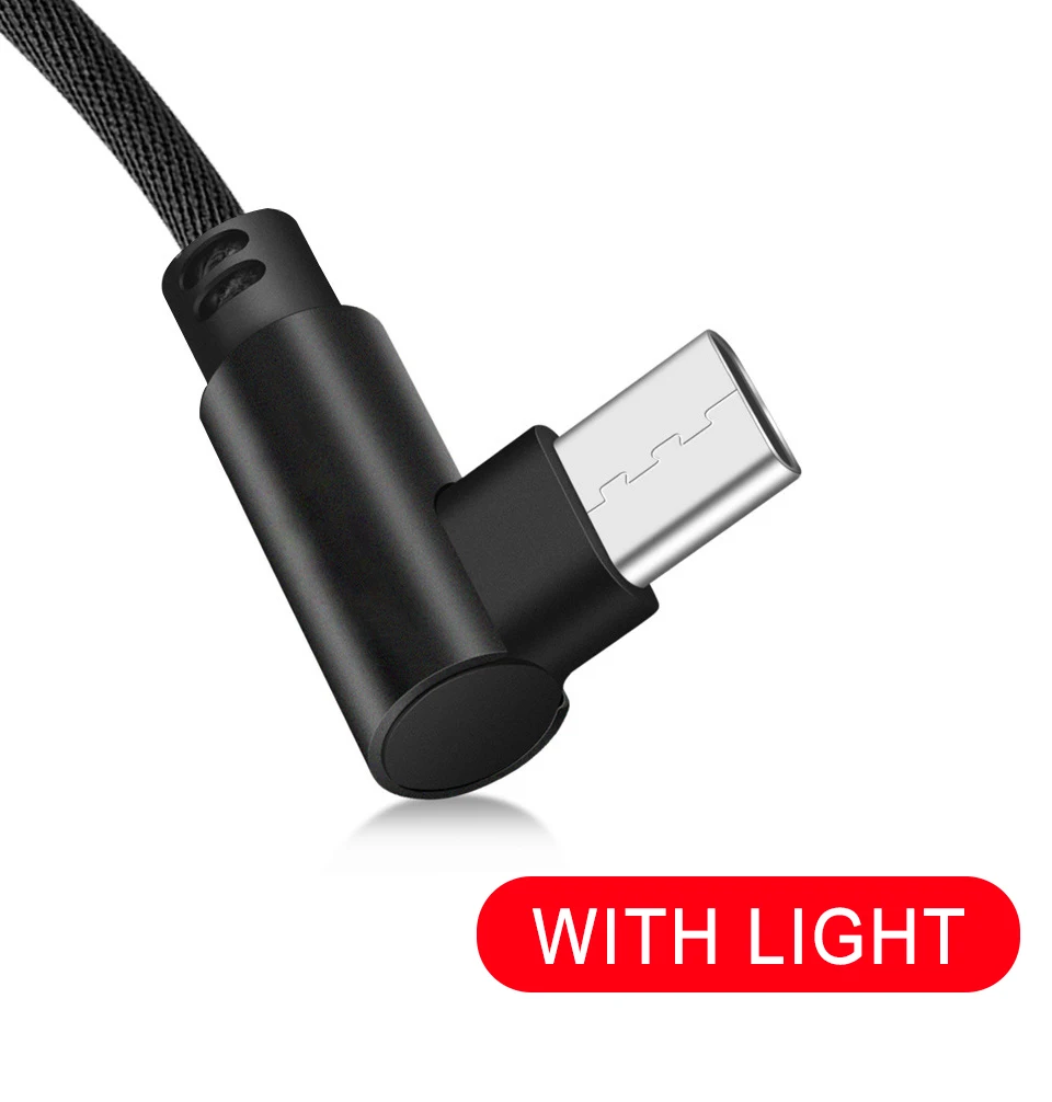 Провод для быстрого заряда, USB кабель для мобильного телефона, нейлон, Тип C, 90 градусов, микро кабель для передачи данных с для huawei iphone X, Xiaomi, samsung