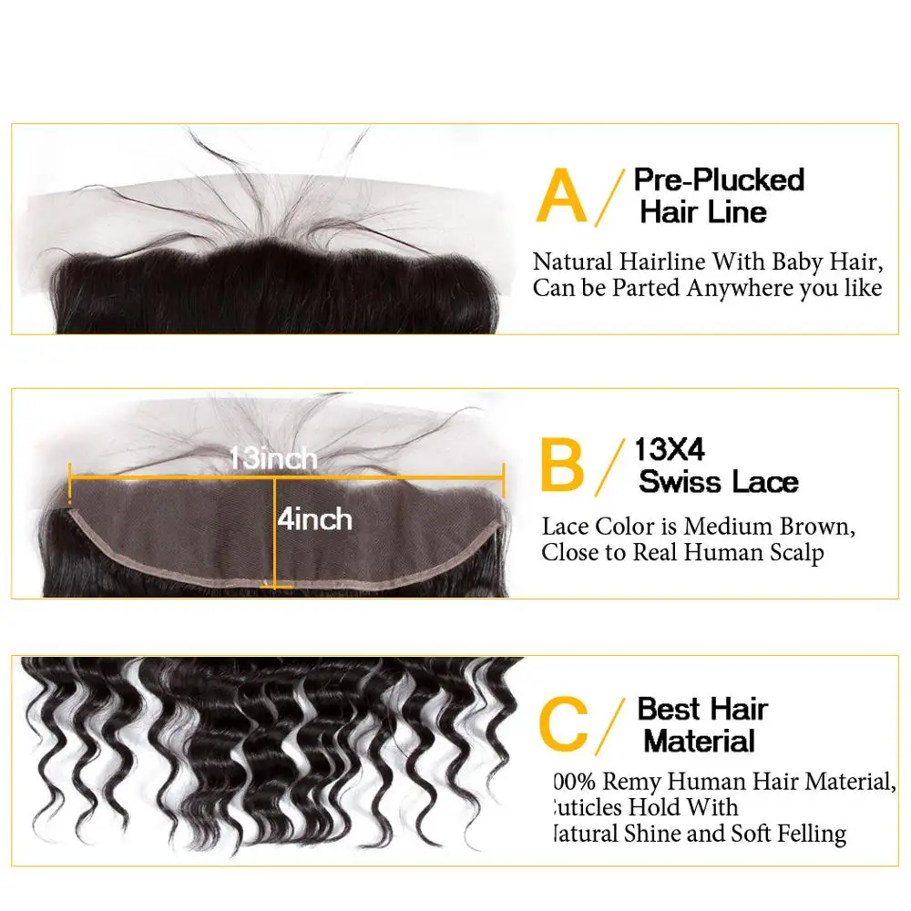 Loose Deep Wave Bundles With Closure Brazilian Hair Weave Bundles With Closure 4pc/lot Non-Remy Human Hair Frontal
