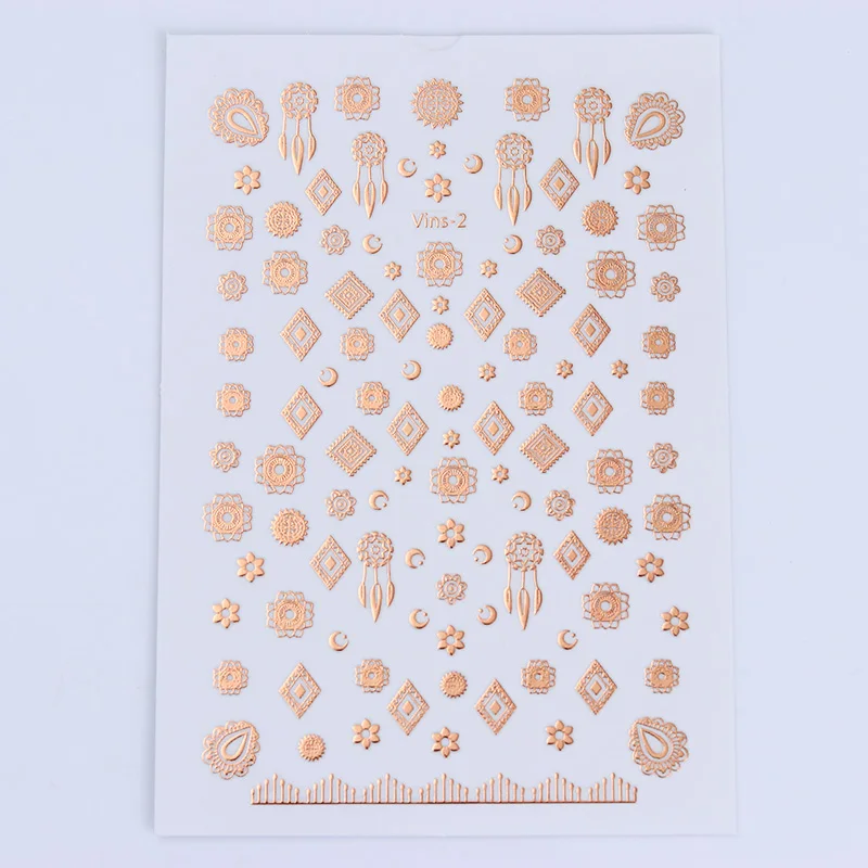 Золотые металлические 3D наклейки для ногтей многоразмерные волнистые полосы клей для накладных ногтей переводная наклейка маникюрная наклейка для ногтей DIY 1 лист - Цвет: Pattern 10