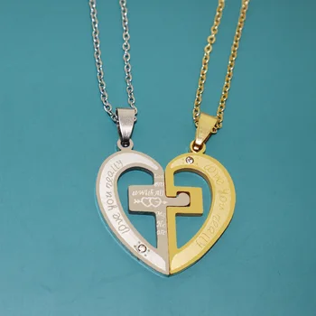

European and American Minimalist Stainless Steel Titanium Steel Ornament Joint Two-in-One Double Heart an Arrow Long-Distance Re
