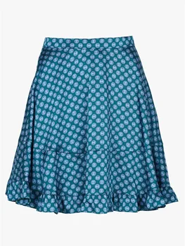 

2020 New Summer Ruffled Mini Skirt Blue Casual Print Spring Summer Vintage A-line Loose Short Skirts