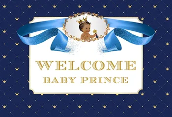 

Vinyl Photography Background Royal Blue Luxury Birthday Party Prince Baby Shower Crown Banner Children Backdrop Photo Studio