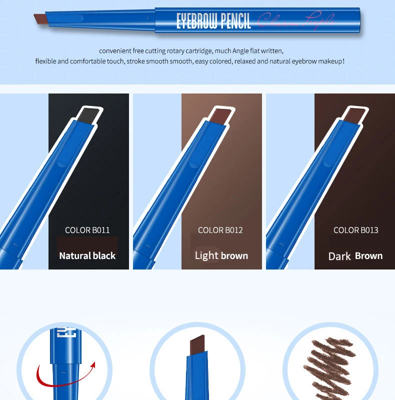 BIOAQUA макияж водостойкий черный жидкий карандаш для подводки глаз с Вращающийся, автоматический карандаш для бровей