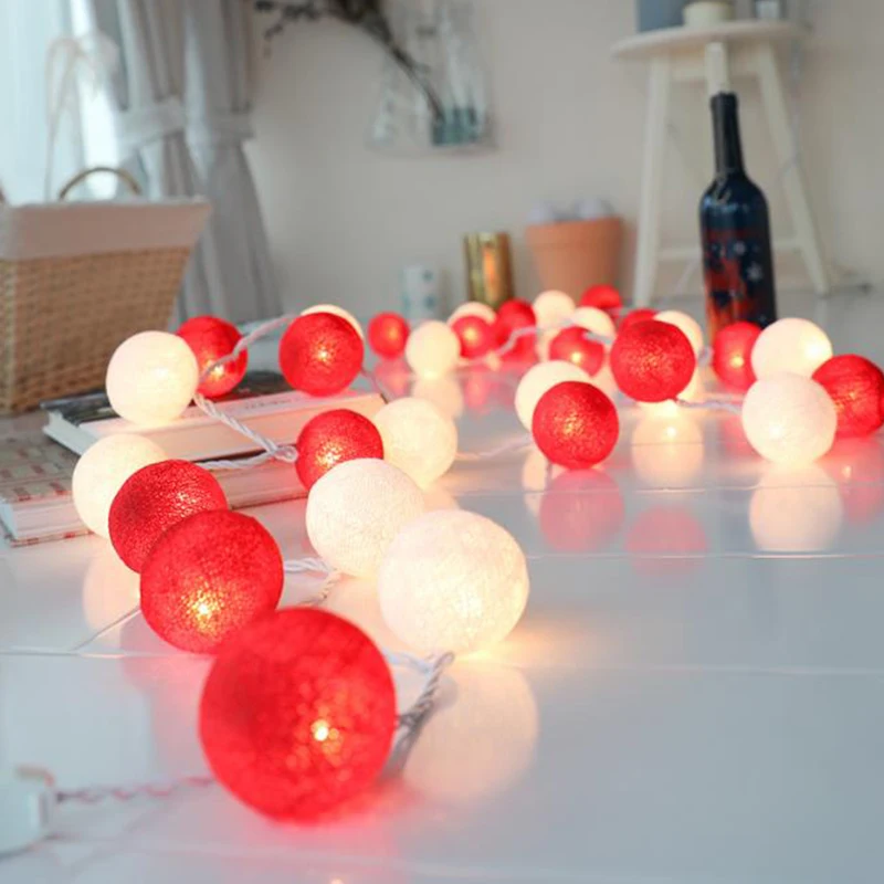 

LED Cotton Ball Light String Outdoor Garland Light new year Holiday Wedding Christmas Party Bedroom Fairy Lights Decoration