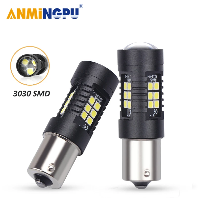ANMINGPU 2x сигнальная лампа 1156 Led BA15S P21W BAU15S 3030SMD 1157 Canbus BAY15D P21/5 Вт для автомобилей
