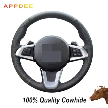 

Black Genuine Leather Steering Wheel Cover for bmw z4 2009-2014 e83