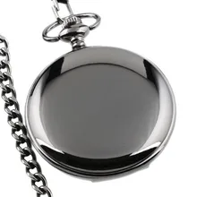 Классические черные гладкие стимпанк Модные кварцевые карманные часы мужские с Fob Nacklace мужские s Wo Мужские Подарочные Цепочки