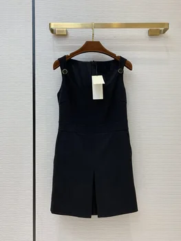 

Luxury Brand Women Chic Slim Tank Playsuit 2020 Autumn High Quality Elegant Fashion Large O-Neck Sleeveless Split Short Jumpsuit