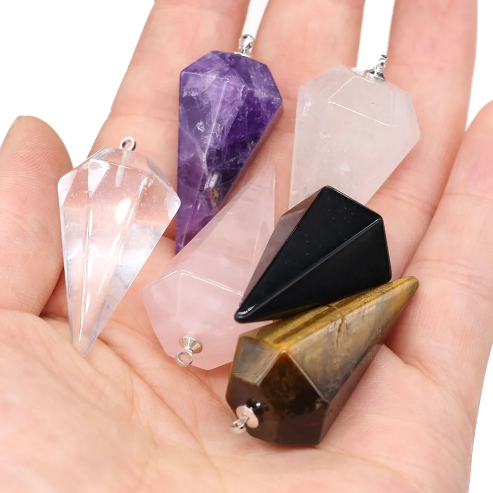 

Fashion Conical Natural Semi precious Stone Spirit Healing Crystal Pendant Jewelry Making DIY Necklace Earrings Accessories Gift