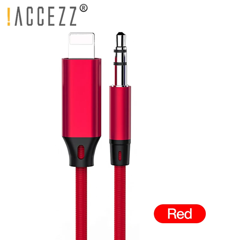 ACCEZZ для освещения автомобиля аудио кабель до 3,5 мм разъемы динамик кабель для iphone 7 8 Plus X Xr Xs Max наушники MP3 музыка AUX шнур - Цвет: Красный