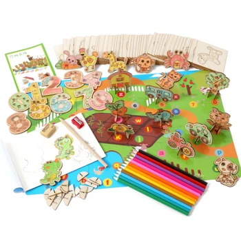 

Children Wooden Jigsaw 3D Graffiti Painting Puzzle Early Education Puzzle Toy Children School Play Game Education Birthday Gift