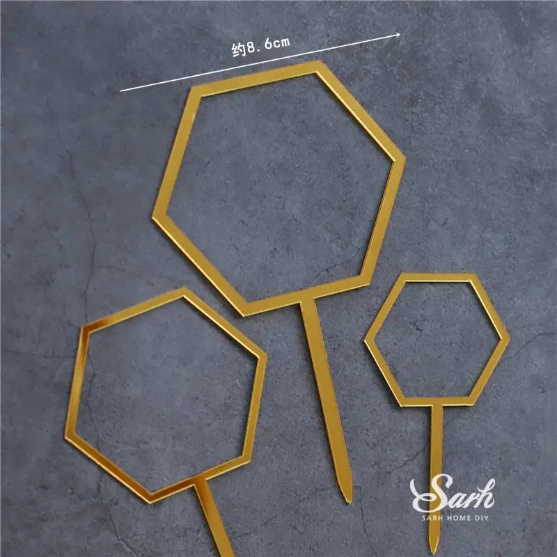 3pc hexagon set A Бабочка пряжа сетки Ловец снов торт Топпер Золотая Корона принадлежности для выпечки Свадебная вечеринка украшения с днем рождения любовь подарок - Цвет: 3pc hexagon set A