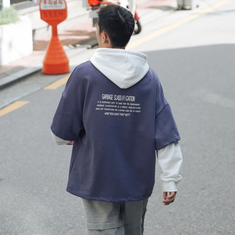 Осень/Зима новая линия тонких и бархатистых свитеров с капюшоном и длинными рукавами Свободная Повседневная Молодежная мужская одежда