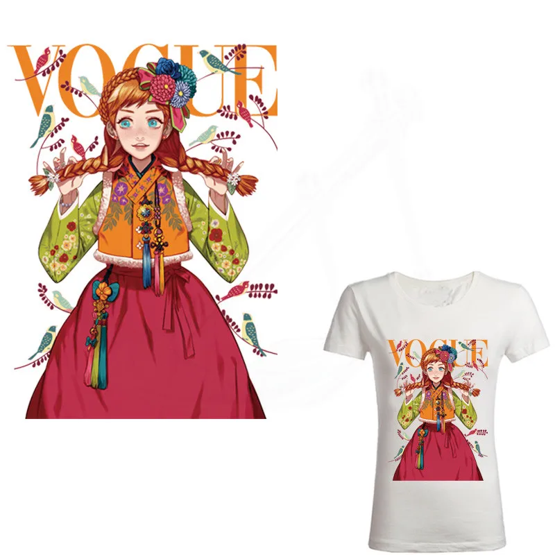 Дизайн мультфильм девушка VOGUE заплатка для одежды DIY футболка одежда толстовка наклейка с термопереносом