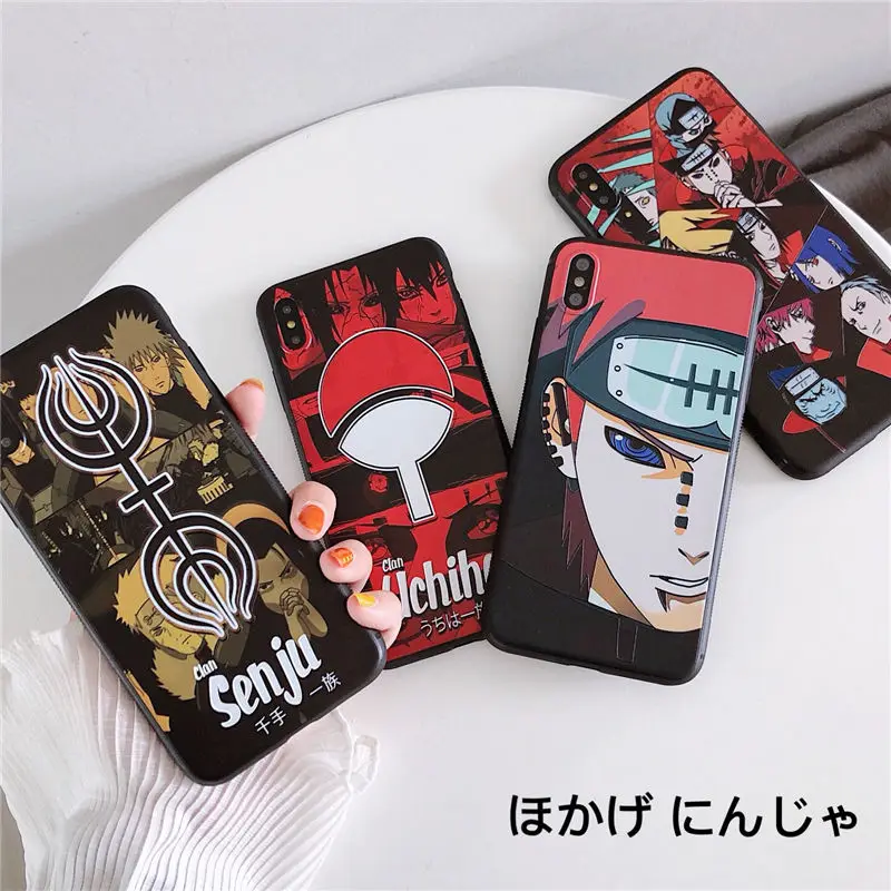 Japan cartoon Creative case for iPhone 11 Pro Max 7 8 6 6s Plus X XS XR animated cool Naruto Akatsuki soft TPU Emboss cover |