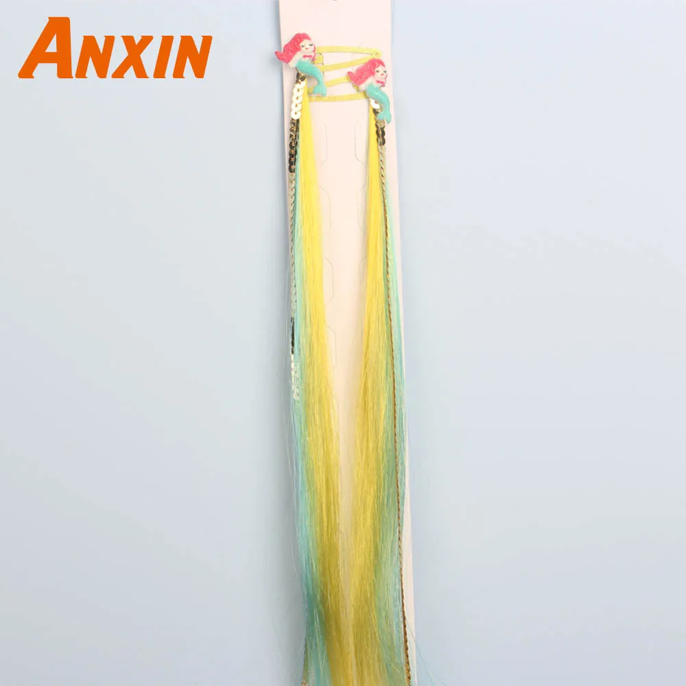 

Anxin Long Straight Colorful Wig Accessories Hair Clip Candy Color Party Cosplay Anime Hair Extension For Girls Heat resistant02