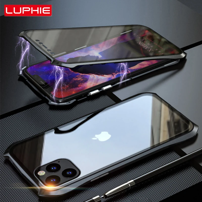 

Luphie 360 Full Wrap Magnetic Case for iPhone 11 Pro Max 9H Tempered Glass Mobile Phone Cover for iPhone 11 Pro 11 Case
