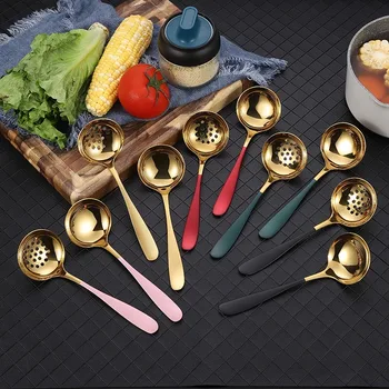 

Thick Creative 304 Stainless Steel Spoon Colander Household Hot Pot Spoon Meal Sharing Public Spoon Soup Ladle