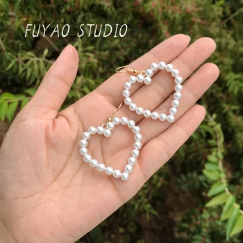 

Simulated Pearl Earrings 2020 For Women Lover Geometric Gold Round Heart Drop Dangle Earring Korean Statement Jewelry