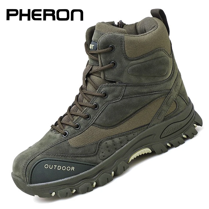 Botas militares tácticas para Hombre, Zapatos de trabajo de cuero genuino, para caza, senderismo, Camping y montañismo, para invierno