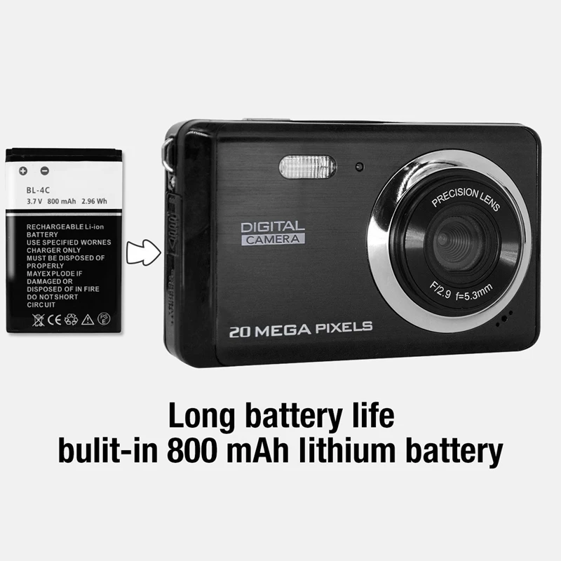 Горячая 3C-8 мегапиксельная дюймовая TFT lcd перезаряжаемая HD Цифровая камера видеокамера Цифровая Студенческая камера s с 8X цифровым зумом/12 м