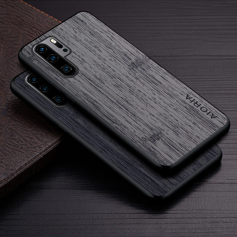 Case for Huawei P30 Pro Lite funda bamboo wood pattern Leather phone cover Luxury coque for huawei p30 pro case capa