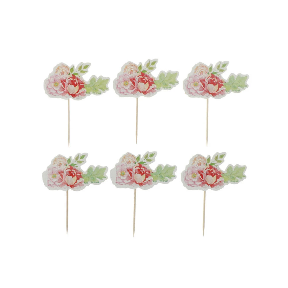 Cartoon Toppers Easter Cute Birthday Cake Pick Wedding Party Supplies 24pcs/set Cupcake Decor Inserted Cards Paper Bunny Flowers