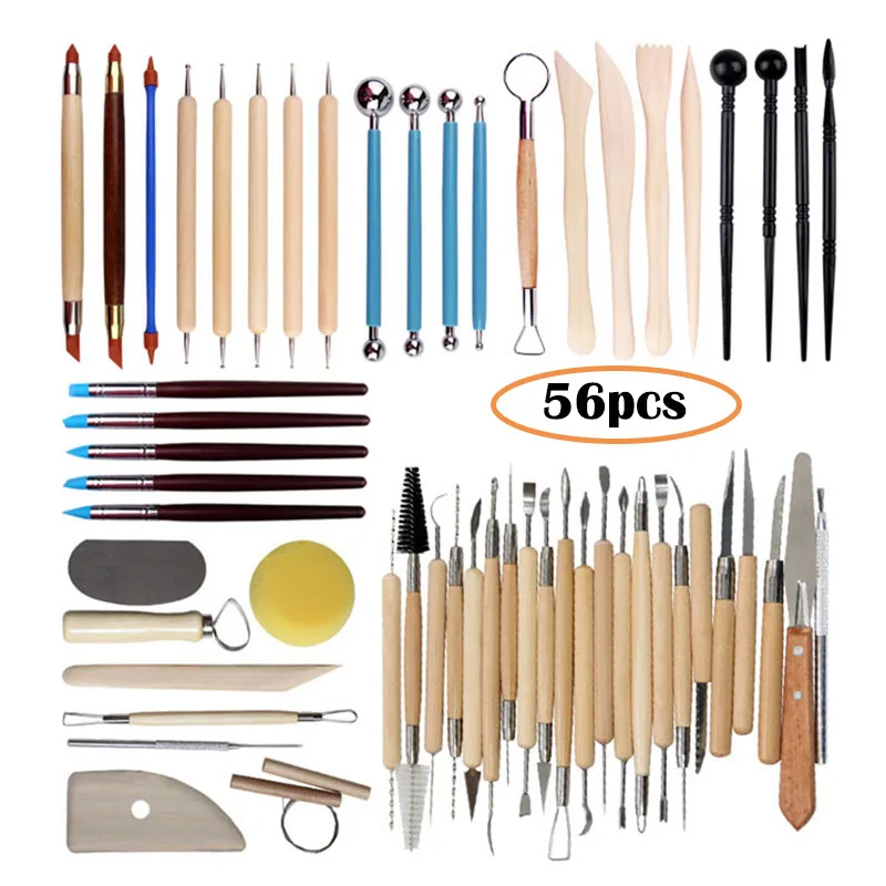 1set Polymer Clay Sculpting Tool Set Pottery Ceramics Sculpting Wooden
