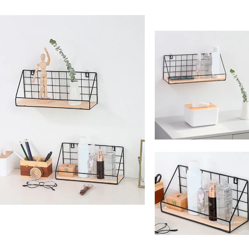  Hanging Rack Iron Frame Sundries Shelf for Wall Holder Display Storage Box Mesh Wire Metal Room Org