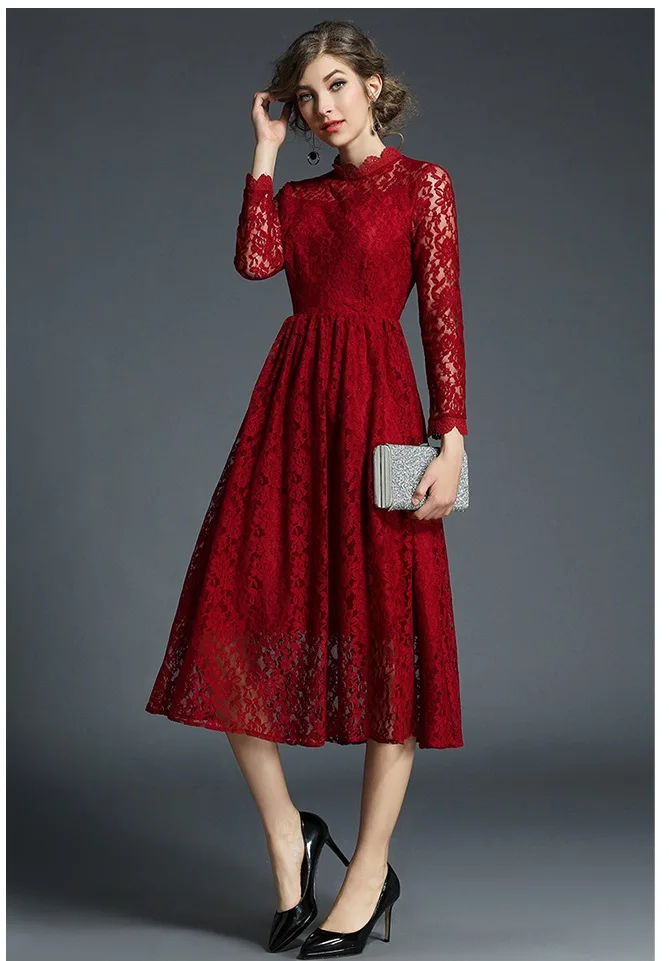 

Elegant Women Christmas Long Maxi Dresses Lace Sleeveless Evening Party Formal Dress Vestidos 2019 Clothes Hot Sale
