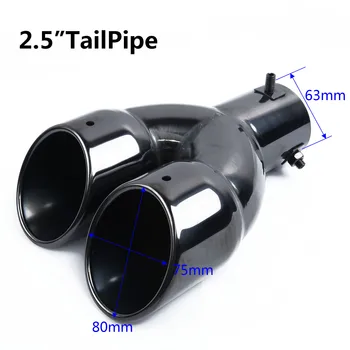 

2.5" Inlet Car Decoration Stainless Steel Car Auto Dual-outlet Muffler Tail Pipe Exhaust Tips Car Accessories