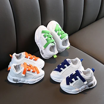

Kids Leisure Sneakers Children's white shoes boys and girls Velcro sports shoes new mesh casual baby Toddler shoes