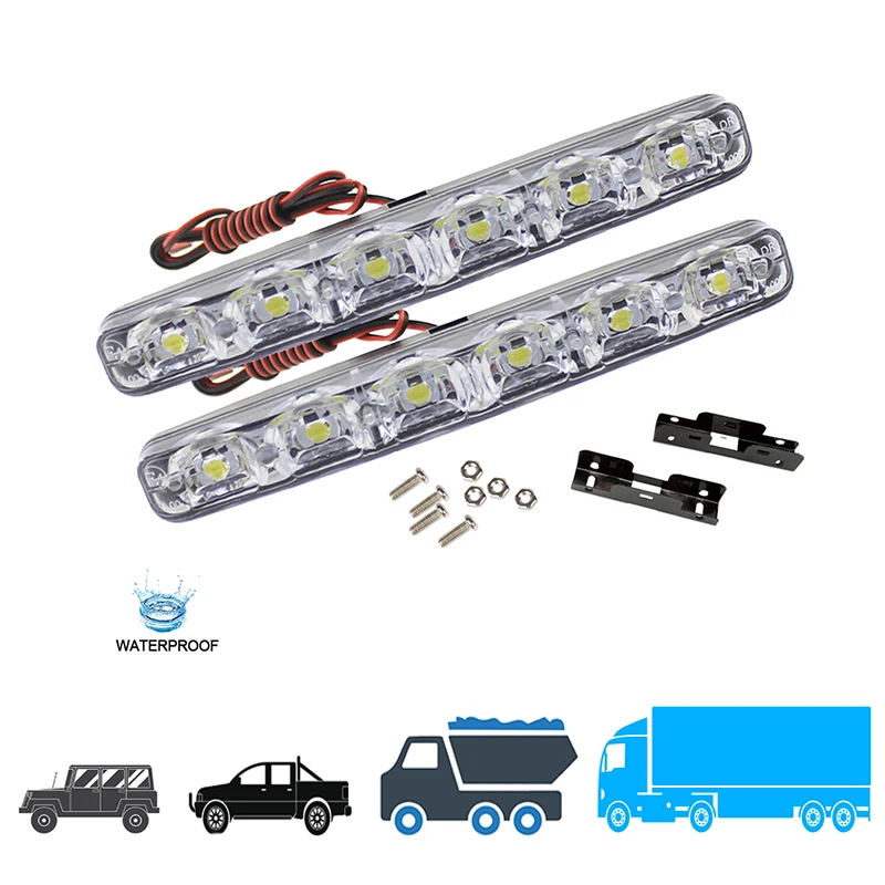 

2pcs Car Daytime Running Light Daylight Styling Lamp DRL 6 LED 12V Work light Waterproof Lights Fog Light 6000K Car-styling Bulb
