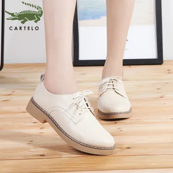 

CARTELO women's shoes casual shoes women's lace up soft suede fashion British style wild retro deep mouth shoes women