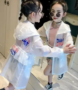

2020 Korean style fashion girls hooded coat full sleeve summer girls coat 4-9t F386