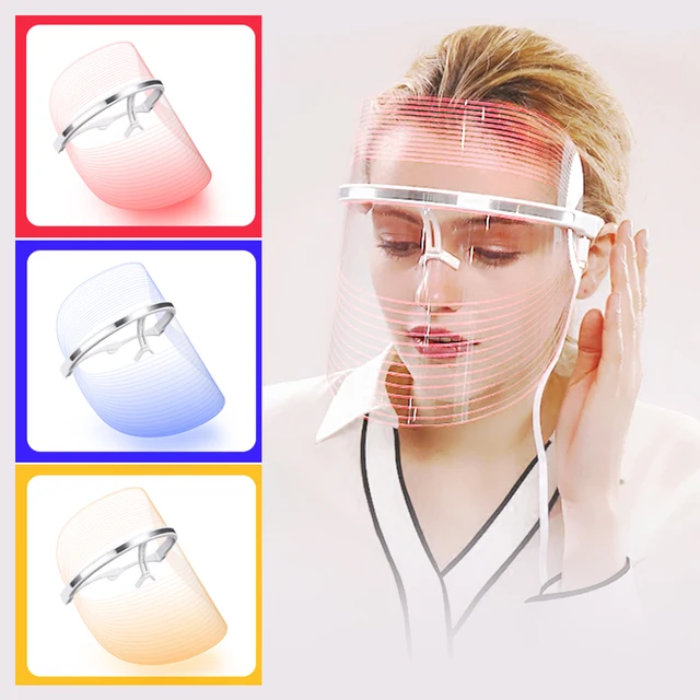 US $17.99  Led Light Therapy Facial Mask Skin Rejuvenation Machine Red Blue Orange 3 Colors Anti Acne Removal 