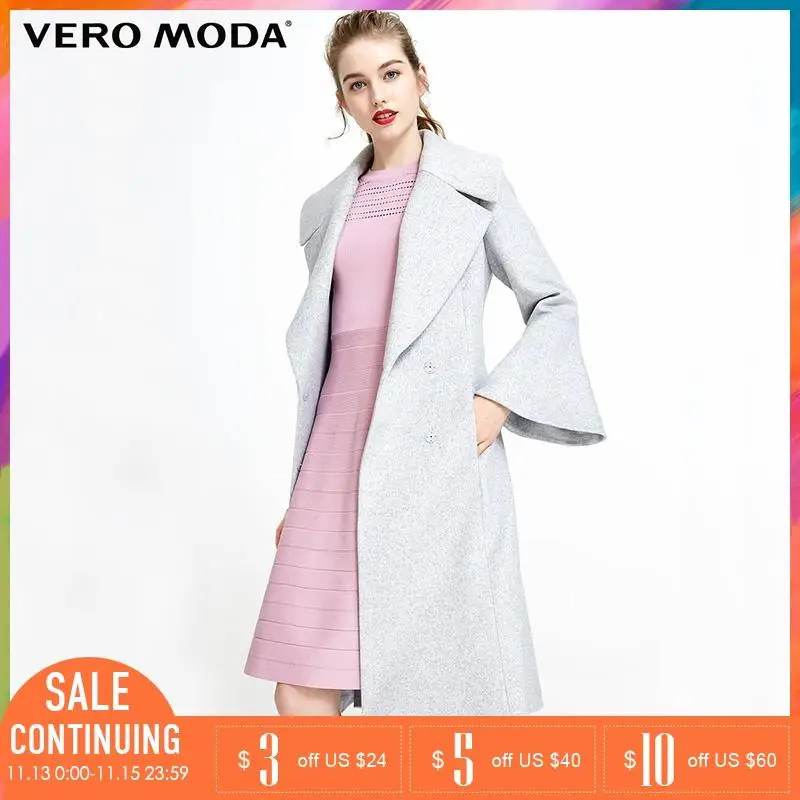 Vero Moda Фирменная Новинка wool51 % пригородных нагрудные с расклешенными рукавами