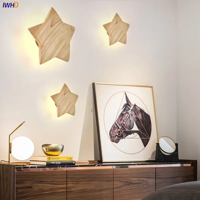 IWHD Wooden Wall Lamp Simple Nordic Wall Light LED Wall+Lamps Mirror Light Bathroom Light Creative Fixtures For Home Lighting (5)