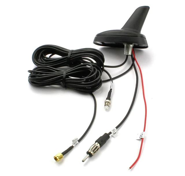 EIGHTWOOD-Antenne Radio DAB + FM pour Voiture, Aileron de Requin, Montage  sur Toit, avec Amplificateur Connecteur SMB, pour BlauBE kt JVC MendPioneer