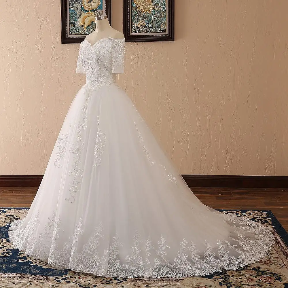 Vestidos de Novia свадебное платье с открытыми плечами Robe de Mariee кружевное свадебное платье 201908144
