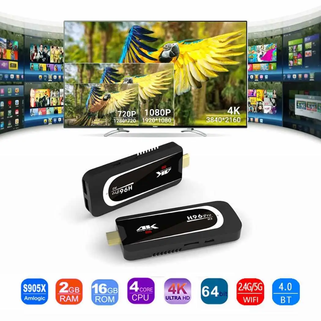 

H96 Network Set-top Box Quad-core Dual WiFi Multi-language Bluetooth 4.0 HD TV Kit TF, U disk S905X Android 7.1